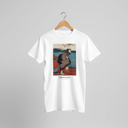 Sanbashi no Onna (1753-1806) by Utagawa Kuniyoshi. Custom Print on a 100% Airlume Combed and Ring-Spun Cotton Unisex Crewneck T-shirt Original Aspect Ratio
