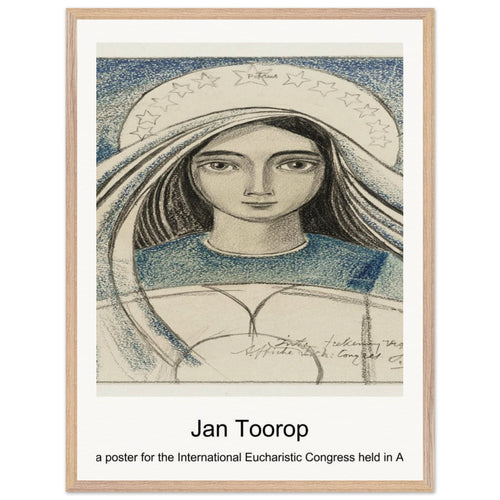 Detailed design of a woman's head for a poster for the International Eucharistic Congress held in Amsterdam from 22-27 July 1924 (1924) by Jan Toorop. Archival Print on Museum Quality Matte Paper. Premium Wood Framed Wall Art. Optimised Aspect Ratio.
