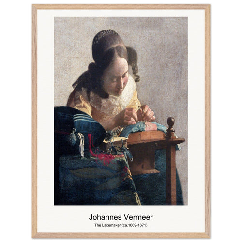 The Lacemaker (ca. 1669-1671) by Johannes Vermeer. Archival Print on Museum Quality Matte Paper. Premium Wood Framed Wall Art. Optimised Aspect Ratio.