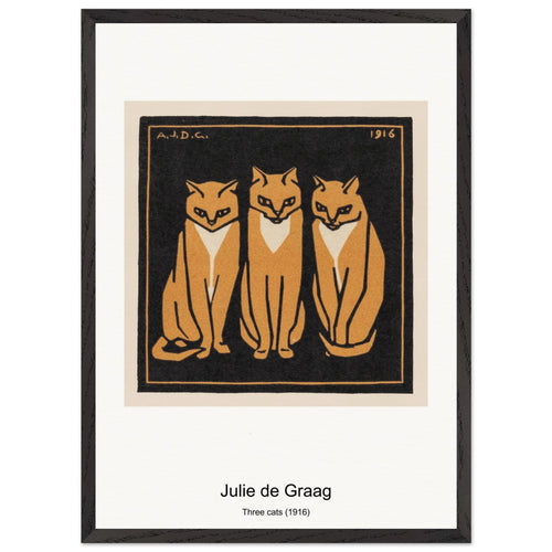 Three cats (1916) by Julie de Graag. Archival Print on Museum Quality Matte Paper. Premium Wood Framed Wall Art. Original Aspect Ratio