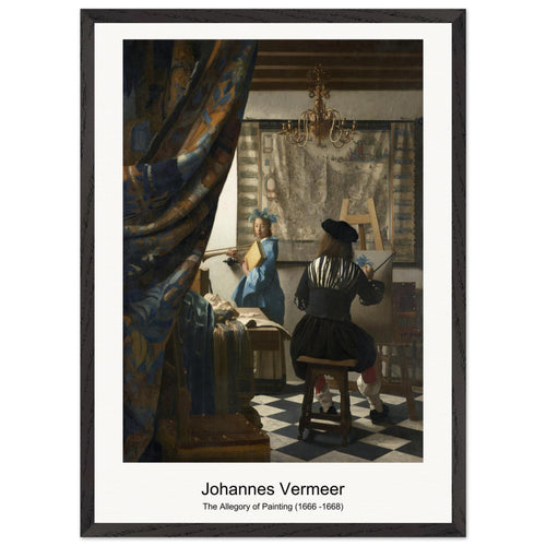 The Allegory of Painting (1666 -1668) by Johannes Vermeer. Archival Print on Museum Quality Matte Paper. Premium Wood Framed Wall Art. Optimised Aspect Ratio.