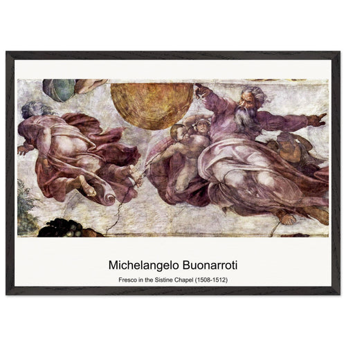 Fresco in the Sistine Chapel (1508-1512) by Michelangelo Buonarroti. Archival Print on Museum Quality Matte Paper. Premium Wood Framed Wall Art. Original Aspect Ratio