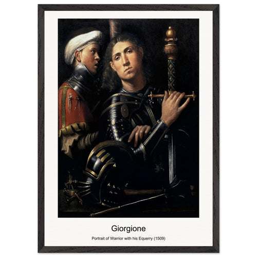Portrait of Warrior with his Equerry (1509) by Giorgione. Archival Print on Museum Quality Matte Paper. Premium Wood Framed Wall Art. Optimised Aspect Ratio.