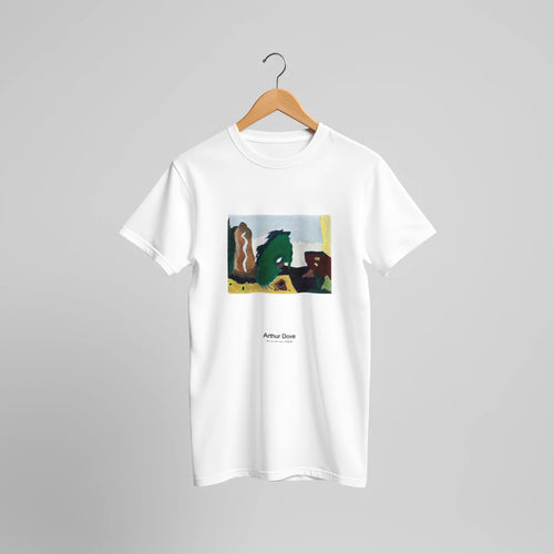 Foot of Lake (1938) by Arthur Dove. Custom Print on a 100% Airlume Combed and Ring-Spun Cotton Unisex Crewneck T-shirt Original Aspect Ratio