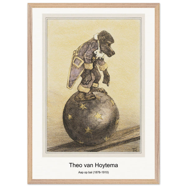 Aap op bal (1878-1910) by Theo van Hoytema. Archival Print on Museum Quality Matte Paper. Premium Wood Framed Wall Art. Optimised Aspect Ratio.