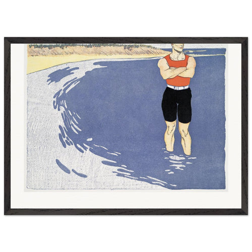 Man standing in the sea (1899) by Edward Penfield. Archival Print on Museum Quality Matte Paper. Premium Wood Framed Wall Art. Original Aspect Ratio
