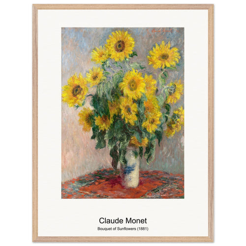 Bouquet of Sunflowers (1881) by Claude Monet. Archival Print on Museum Quality Matte Paper. Premium Wood Framed Wall Art. Optimised Aspect Ratio.