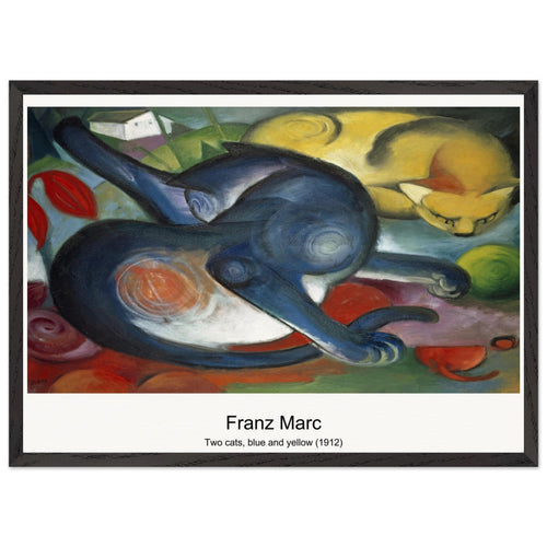 Two cats, blue and yellow (1912) by Franz Marc. Archival Print on Museum Quality Matte Paper. Premium Wood Framed Wall Art. Optimised Aspect Ratio.