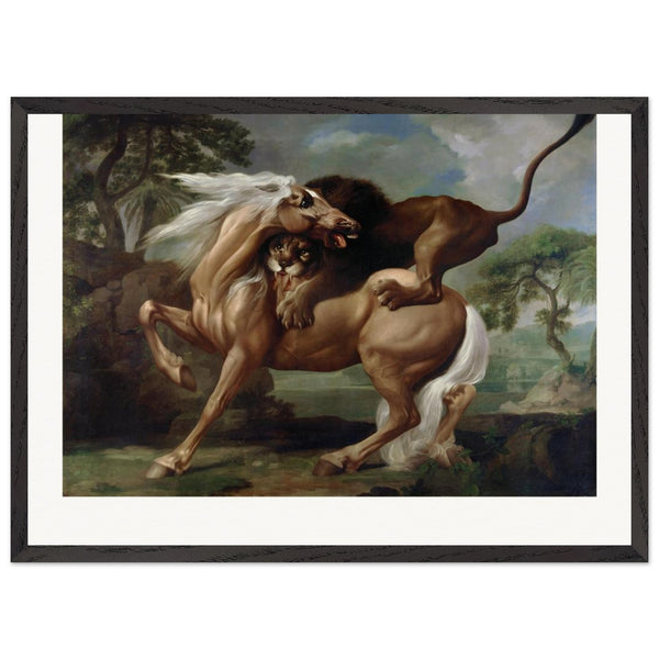 A Lion Attacking a Horse (1762) by George Stubbs. Archival Print on Museum Quality Matte Paper. Premium Wood Framed Wall Art. Original Aspect Ratio