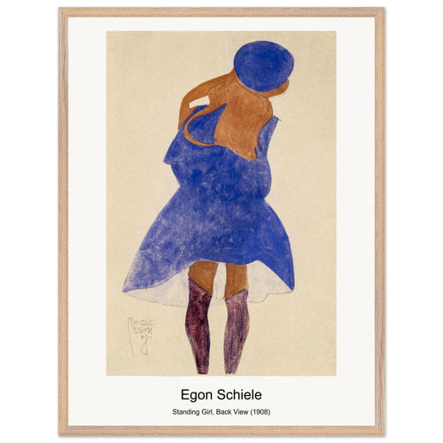 Standing Girl, Back View (1908) by Egon Schiele. Archival Print on Museum Quality Matte Paper. Premium Wood Framed Wall Art. Original Aspect Ratio