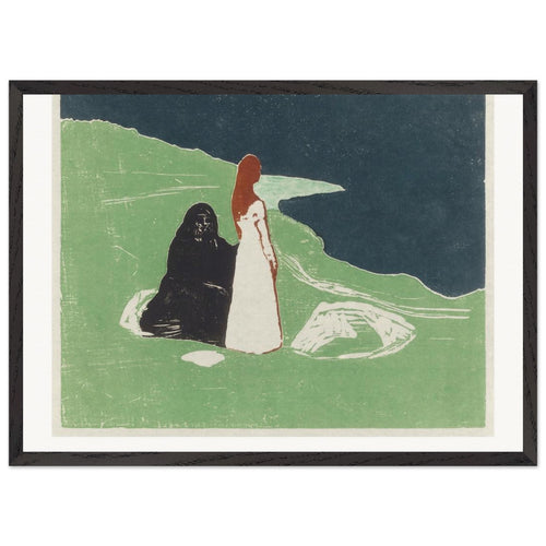 Two Women on the Shore (1898) by Edvard Munch. Archival Print on Museum Quality Matte Paper. Premium Wood Framed Wall Art. Original Aspect Ratio