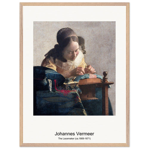 The Lacemaker (ca. 1669-1671) by Johannes Vermeer. Archival Print on Museum Quality Matte Paper. Premium Wood Framed Wall Art. Original Aspect Ratio