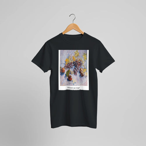 Wheat Field with Cypresses (1889) by Vincent van Gogh. Custom Print on a 100% Airlume Combed and Ring-Spun Cotton Unisex Crewneck T-shirt Optimised Aspect Ratio.