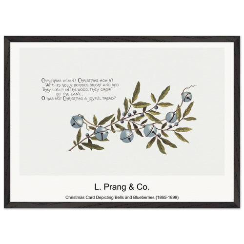 Christmas Card Depicting Bells and Blueberries (1865-1899) by L. Prang & Co. . Archival Print on Museum Quality Matte Paper. Premium Wood Framed Wall Art. Original Aspect Ratio