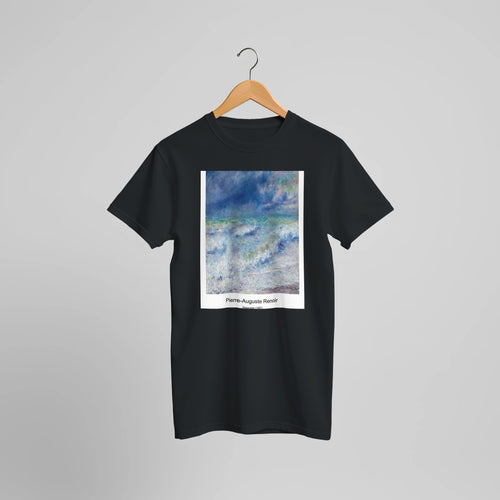 Two Sisters (On the Terrace) (1881) by Pierre-Auguste Renoir. Custom Print on a 100% Airlume Combed and Ring-Spun Cotton Unisex Crewneck T-shirt Optimised Aspect Ratio.