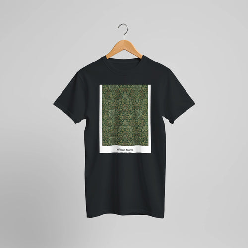 Honeysuckle design (1860) by William Morris. Custom Print on a 100% Airlume Combed and Ring-Spun Cotton Unisex Crewneck T-shirt Optimised Aspect Ratio.