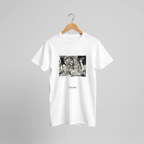 Reconciliation (1912) by Franz Marc. Custom Print on a 100% Airlume Combed and Ring-Spun Cotton Unisex Crewneck T-shirt Original Aspect Ratio