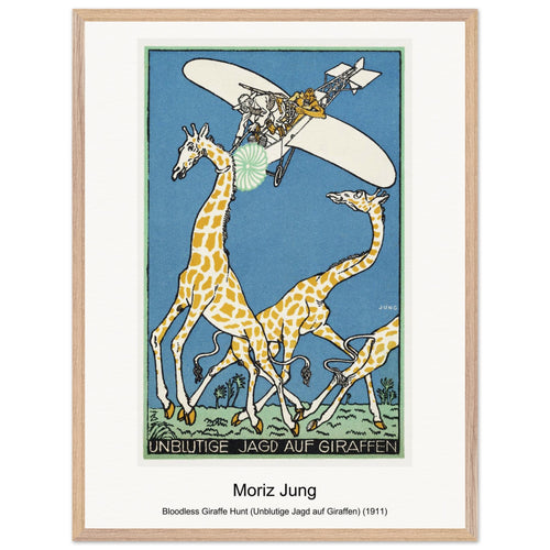 Bloodless Giraffe Hunt (Unblutige Jagd auf Giraffen) (1911) by Moriz Jung. Archival Print on Museum Quality Matte Paper. Premium Wood Framed Wall Art. Original Aspect Ratio