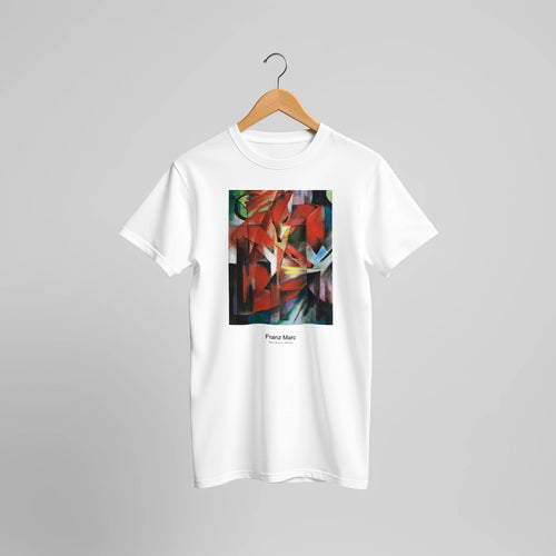 The Foxes (1913) by Franz Marc. Custom Print on a 100% Airlume Combed and Ring-Spun Cotton Unisex Crewneck T-shirt Original Aspect Ratio