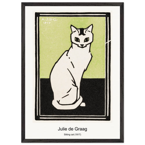 Sitting cat (1917) by Julie de Graag. Archival Print on Museum Quality Matte Paper. Premium Wood Framed Wall Art. Optimised Aspect Ratio.