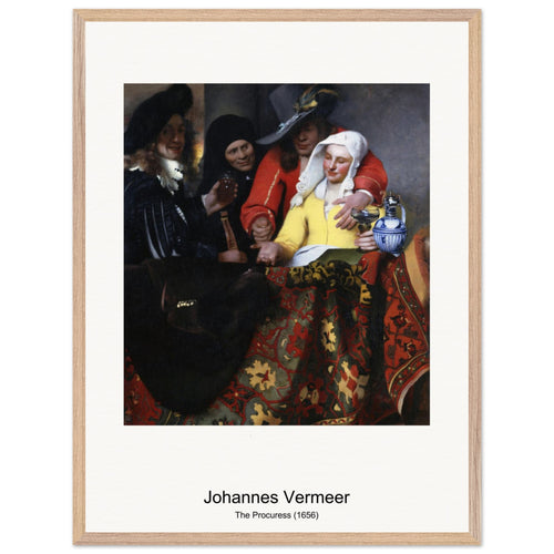 The Procuress (1656) by Johannes Vermeer. Archival Print on Museum Quality Matte Paper. Premium Wood Framed Wall Art. Original Aspect Ratio