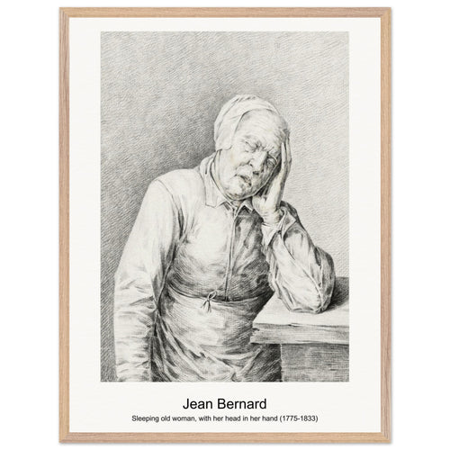 Sleeping old woman, with her head in her hand (1775-1833) by Jean Bernard. Archival Print on Museum Quality Matte Paper. Premium Wood Framed Wall Art. Optimised Aspect Ratio.