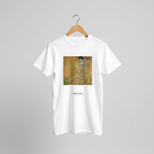 Portrait of Adele Bloch-Bauer I (1907) by Gustav Klimt. Custom Print on a 100% Airlume Combed and Ring-Spun Cotton Unisex Crewneck T-shirt Original Aspect Ratio