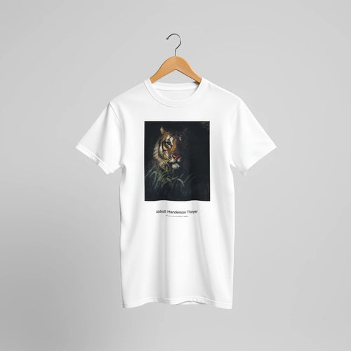 Tiger's Head (1904–1909) by Abbott Handerson Thayer. Custom Print on a 100% Airlume Combed and Ring-Spun Cotton Unisex Crewneck T-shirt Original Aspect Ratio