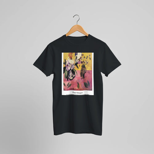 Rue Jouvenet in Rouen (1884) by Paul Gauguin. Custom Print on a 100% Airlume Combed and Ring-Spun Cotton Unisex Crewneck T-shirt Optimised Aspect Ratio.