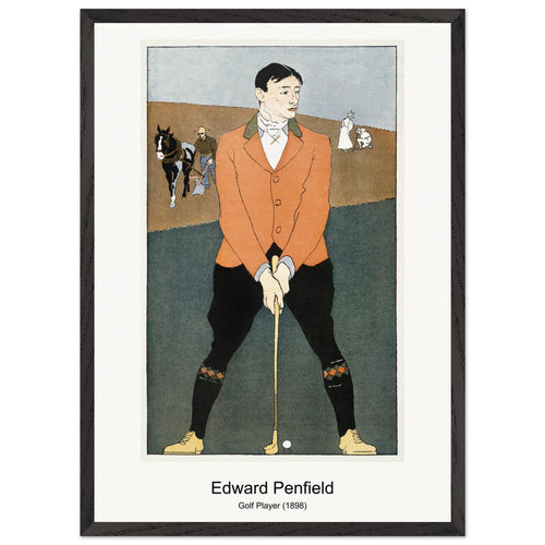 Golf Player (1898) by Edward Penfield. Archival Print on Museum Quality Matte Paper. Premium Wood Framed Wall Art. Original Aspect Ratio