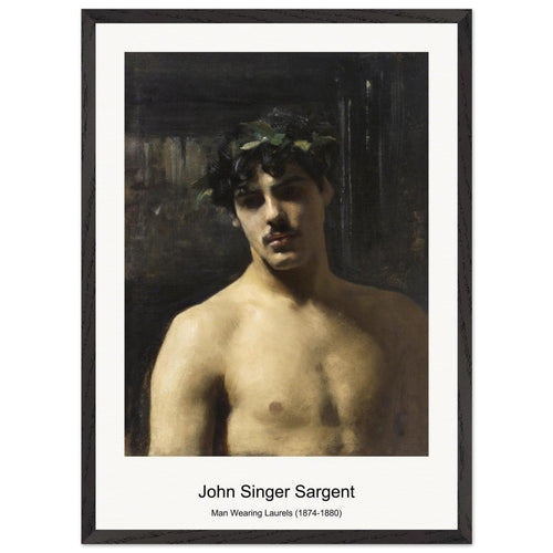 Man Wearing Laurels (1874-1880) by John Singer Sargent. Archival Print on Museum Quality Matte Paper. Premium Wood Framed Wall Art. Original Aspect Ratio