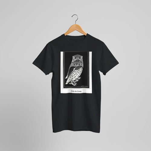 Two owls (1921) by Julie de Graag. Custom Print on a 100% Airlume Combed and Ring-Spun Cotton Unisex Crewneck T-shirt Optimised Aspect Ratio.