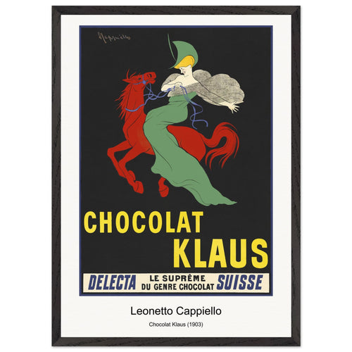 Chocolat Klaus (1903) by Leonetto Cappiello. Archival Print on Museum Quality Matte Paper. Premium Wood Framed Wall Art. Optimised Aspect Ratio.