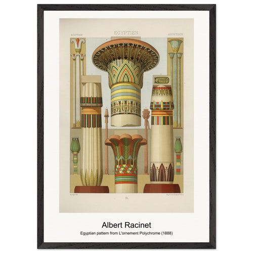 Egyptian pattern from L'ornement Polychrome (1888) by Albert Racinet. Archival Print on Museum Quality Matte Paper. Premium Wood Framed Wall Art. Original Aspect Ratio