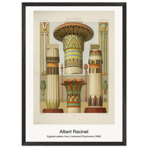 Egyptian pattern from L'ornement Polychrome (1888) by Albert Racinet. Archival Print on Museum Quality Matte Paper. Premium Wood Framed Wall Art. Optimised Aspect Ratio.