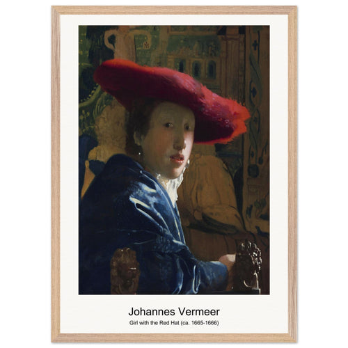 Girl with the Red Hat (ca. 1665-1666) by Johannes Vermeer. Archival Print on Museum Quality Matte Paper. Premium Wood Framed Wall Art. Optimised Aspect Ratio.