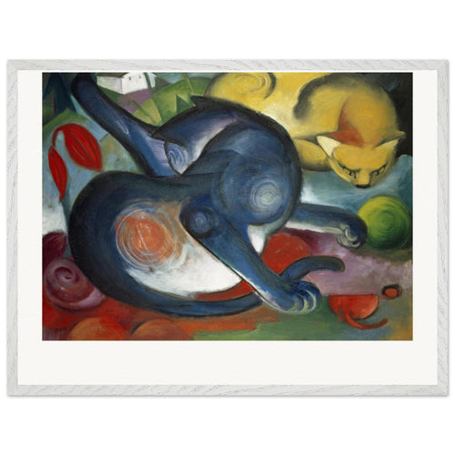 Two cats, blue and yellow (1912) by Franz Marc. Archival Print on Museum Quality Matte Paper. Premium Wood Framed Wall Art. Original Aspect Ratio