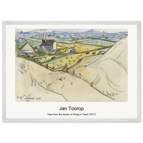 View from the dunes on Koog in Texel (1917) by Jan Toorop. Archival Print on Museum Quality Matte Paper. Premium Wood Framed Wall Art. Original Aspect Ratio