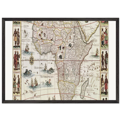 Africæ nova descriptio (1690) by Willem Janszoon Blaeu. Archival Print on Museum Quality Matte Paper. Premium Wood Framed Wall Art. Optimised Aspect Ratio.