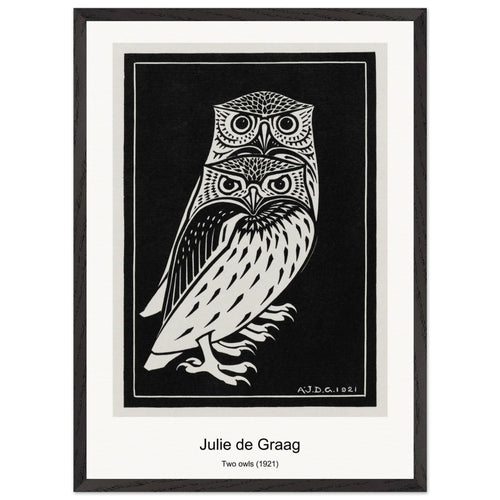 Two owls (1921) by Julie de Graag. Archival Print on Museum Quality Matte Paper. Premium Wood Framed Wall Art. Original Aspect Ratio