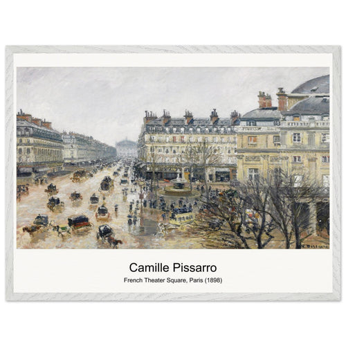 French Theater Square, Paris (1898) by Camille Pissarro. Archival Print on Museum Quality Matte Paper. Premium Wood Framed Wall Art. Optimised Aspect Ratio.