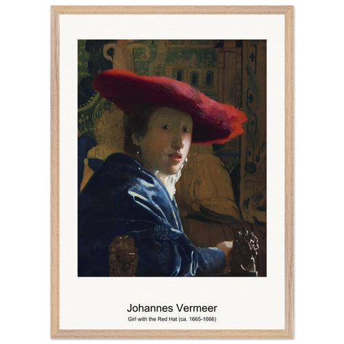 Girl with the Red Hat (ca. 1665-1666) by Johannes Vermeer. Archival Print on Museum Quality Matte Paper. Premium Wood Framed Wall Art. Original Aspect Ratio