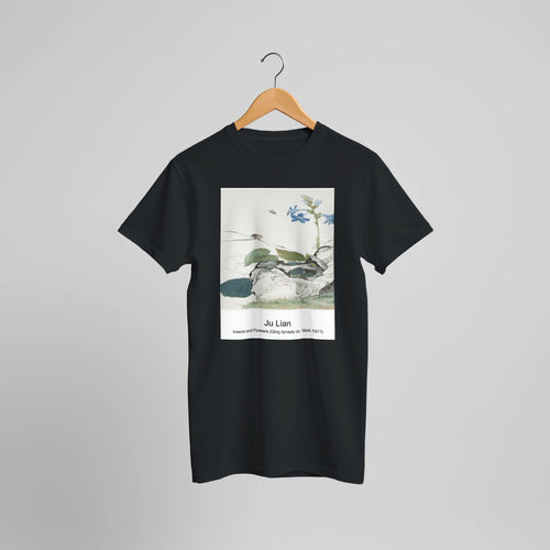 Insects and Flowers (Qing dynasty ca. 1644-1911) by Ju Lian. Custom Print on a 100% Airlume Combed and Ring-Spun Cotton Unisex Crewneck T-shirt Optimised Aspect Ratio.