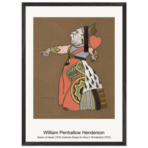 Queen of Hearts (1915) Costume Design for Alice in Wonderland (1915) by William Penhallow Henderson. Archival Print on Museum Quality Matte Paper. Premium Wood Framed Wall Art. Original Aspect Ratio
