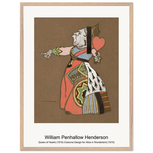 Queen of Hearts (1915) Costume Design for Alice in Wonderland (1915) by William Penhallow Henderson. Archival Print on Museum Quality Matte Paper. Premium Wood Framed Wall Art. Original Aspect Ratio