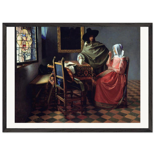 The Wine Glass (1658 -1660) by Jan Vermeer. Archival Print on Museum Quality Matte Paper. Premium Wood Framed Wall Art. Original Aspect Ratio