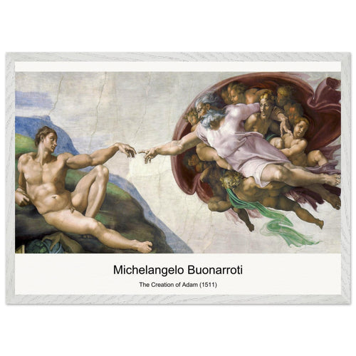 The Creation of Adam (1511) by Michelangelo Buonarroti. Archival Print on Museum Quality Matte Paper. Premium Wood Framed Wall Art. Optimised Aspect Ratio.