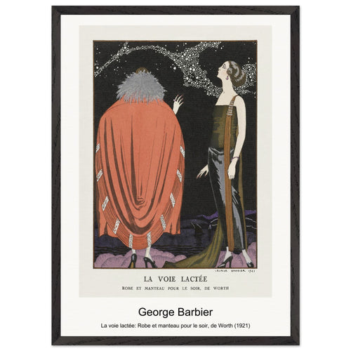 La voie lactée: Robe et manteau pour le soir, de Worth (1921) by George Barbier. Archival Print on Museum Quality Matte Paper. Premium Wood Framed Wall Art. Optimised Aspect Ratio.
