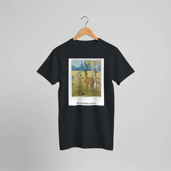A Beethoven Enthusiast (Ein Beethovenschwärmer) (1911) by Moriz Jung. Custom Print on a 100% Airlume Combed and Ring-Spun Cotton Unisex Crewneck T-shirt Optimised Aspect Ratio.