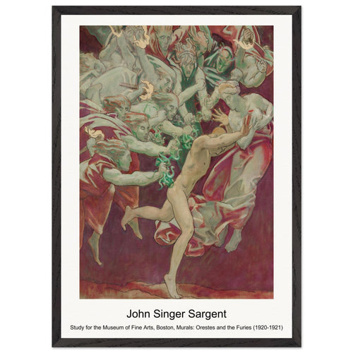 Study for the Museum of Fine Arts, Boston, Murals: Orestes and the Furies (1920-1921) by John Singer Sargent. Archival Print on Museum Quality Matte Paper. Premium Wood Framed Wall Art. Optimised Aspect Ratio.